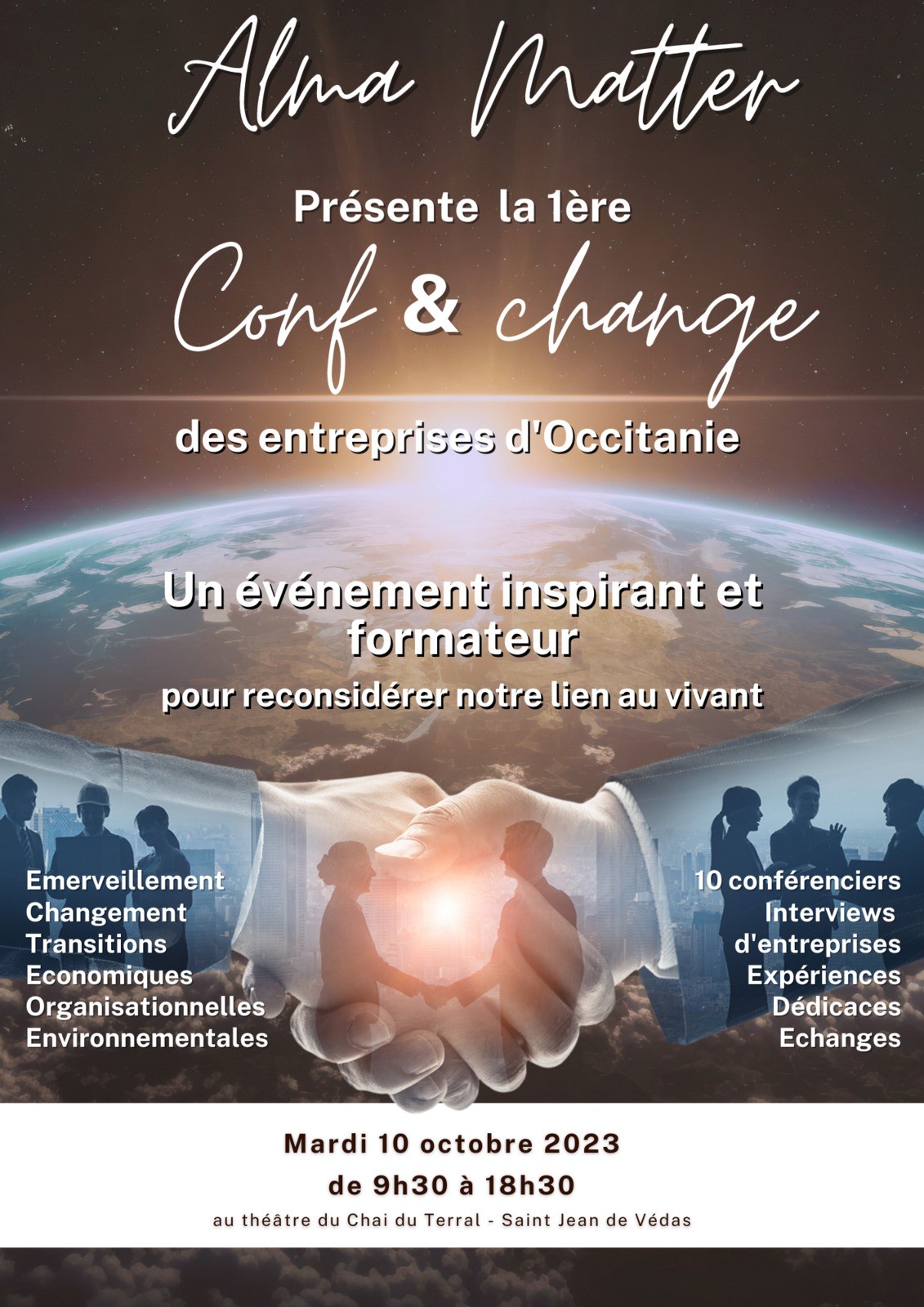 A vos agendas ! Alma Matter Conf&Change - 10 octobre 2023 - Saint-Jean de Vedas (34)