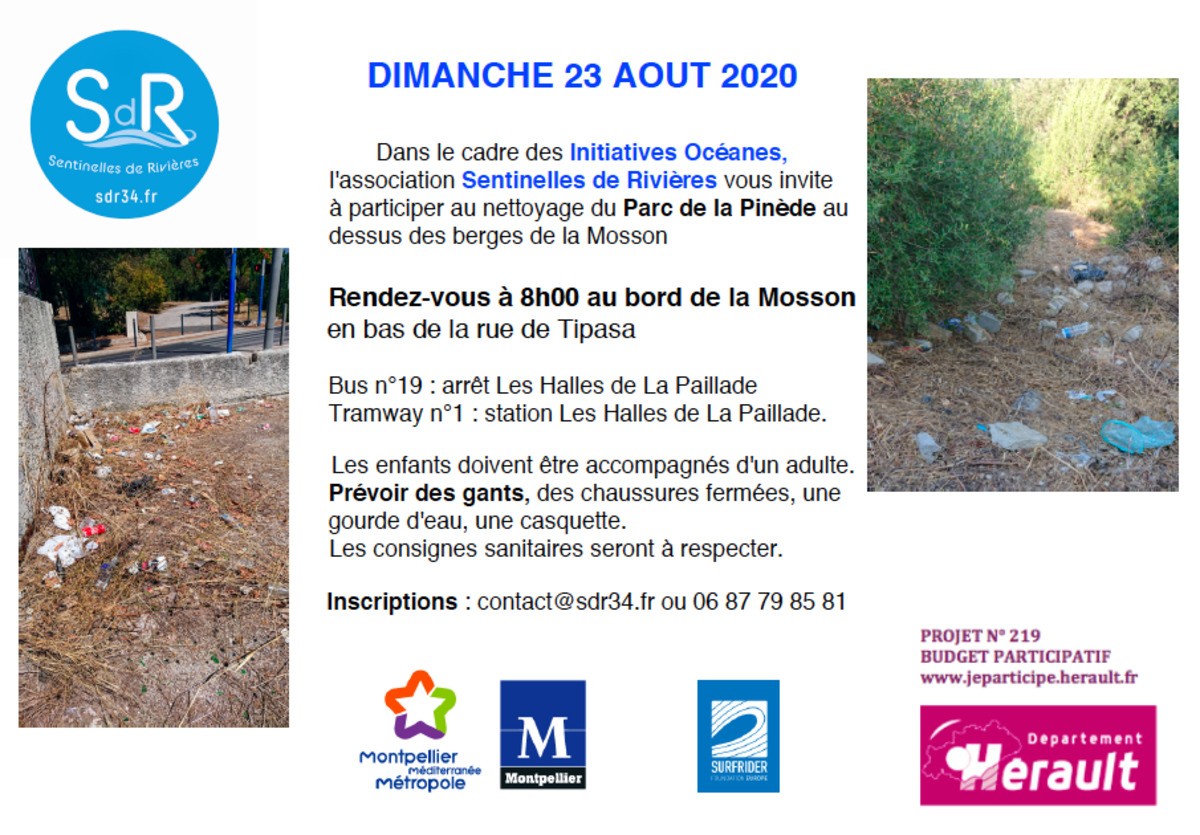 Nettoyage du Parc de la Pinède, aux abords de la Mosson, Montpellier